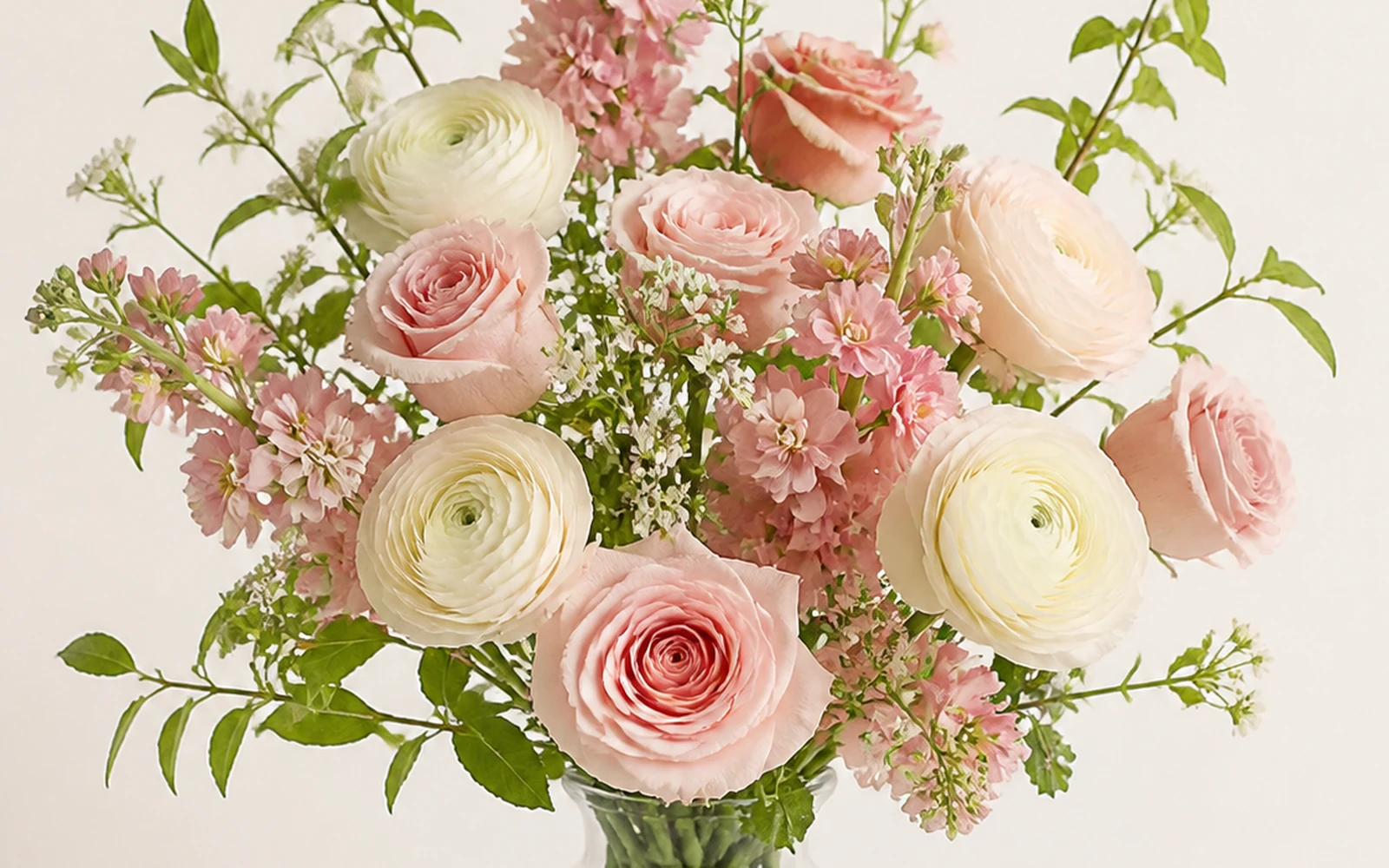 Supporting flowers connect the focal area while preserving breathing room