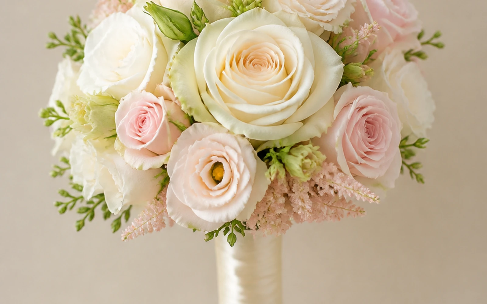 Compact nosegay wedding bouquet with a tight polished finish